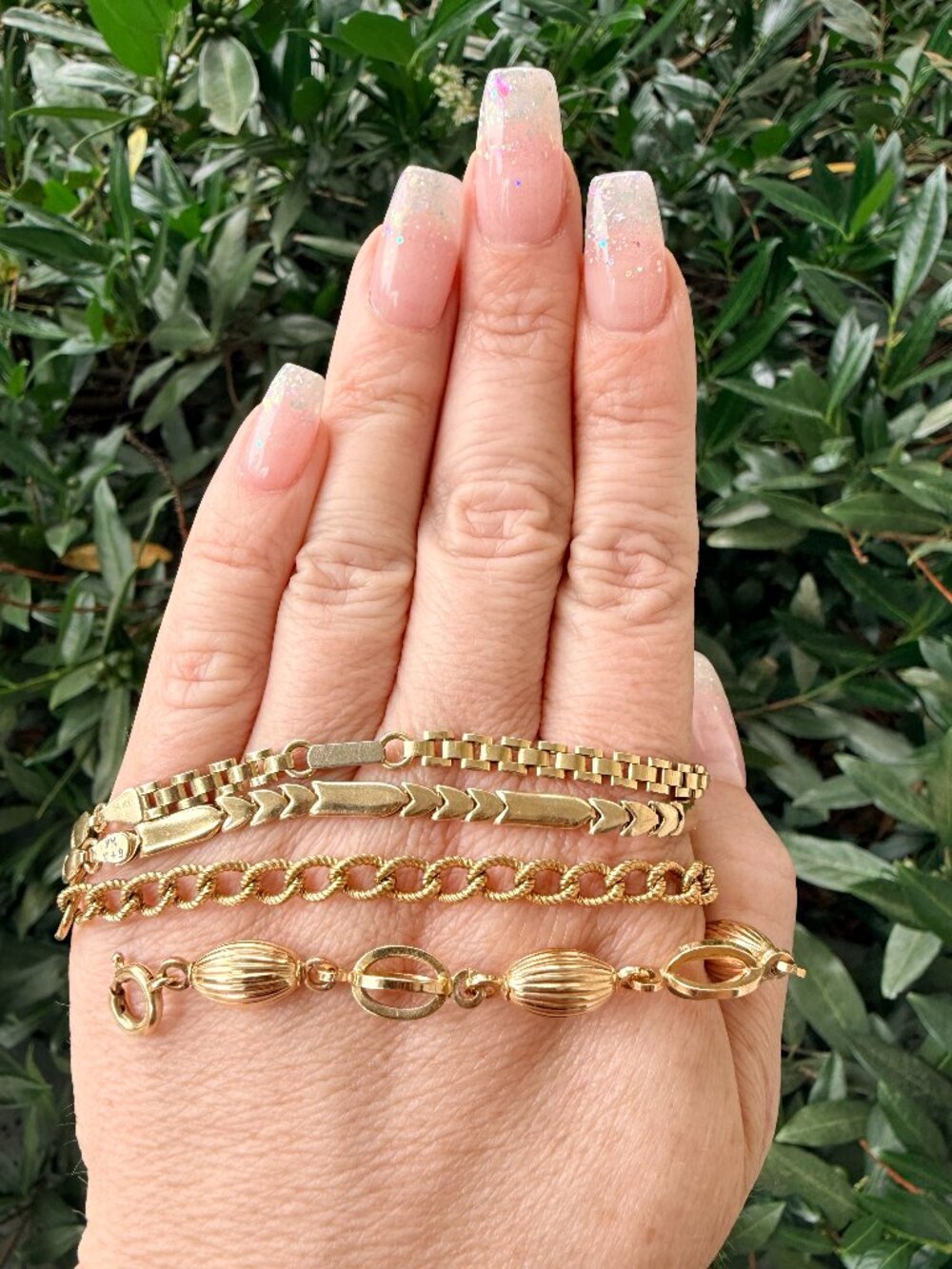 18k Textured Oval Fancy Link Bracelet 9.78g VINTAGE 7-7.5"
